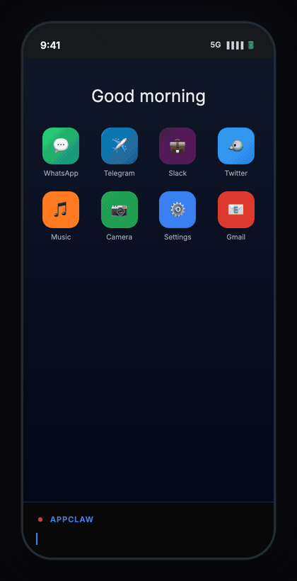 AppClaw demo — AI automating a mobile app in real time